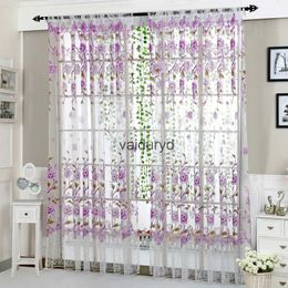 Curtain 1pcs Delicate Flower Window Tulle Curtain Sheer Drape Divider Window Voile Curtains Living Room Sheer Tulle Home Bedroom Decorvaiduryd