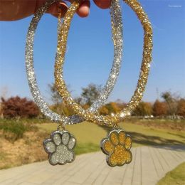 Dog Collars Luxury Crystal Cat Collar Pendant Party Reflective Rhinestone Necklace Adjustable Cats Puppy Chihuahua Pet Accessories