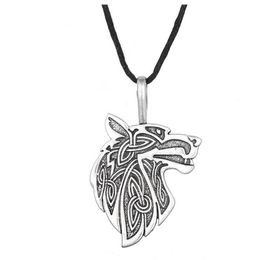 JF066 Viking fashion style pagan pendant Norse Hawk amulet Fox charm Wolf head necklace for men275H