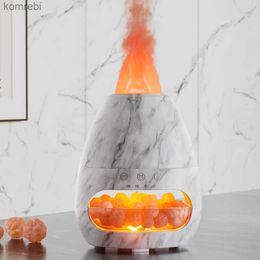 Humidifiers New Fashion 3D Fire Flame Cool Misting Humidifier Ultrasonic Salt Stone Essential Oil Volcanic Aroma DiffuserL240115