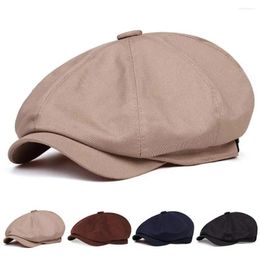 Berets Winter Hat Stylish Unisex Vintage Beret Lightweight Cotton Headwear With Curled Brim For Adults Octagonal