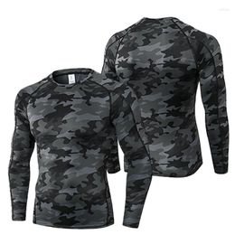 Men's T Shirts Camouflage Men Compression Running Sunscreen Shirt Tight Long Sleeve Fitness Sport T-shirt Jogging Exercise