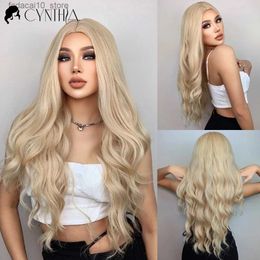 Synthetic Wigs Blonde Body Wave Synthetic Wigs For Women Long Wave White Lolita Cosplay Party Natural Heat Resistant Hair Pelucas De Mujer Q240115
