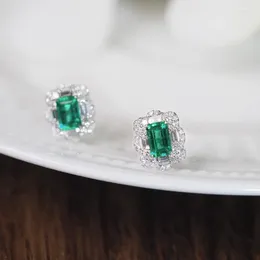 Stud Earrings Huitan Novel Geometric Green Cubic Zirconia For Women Bling Modern Fashion Female Accessories Luxury Jewelry