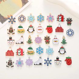 Charms 17-34pcs/lot Mix Enamel Christmas For Jewellery Necklace Earring Making Santa Claus Gloves Tree Xmas DIY