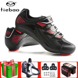 Footwear Tiebao Road Cycling Shoes Pedals Set Red Sapatilha Ciclismo Selflocking Outdoor Sport Superstar Athletic Bike Men Sneakers