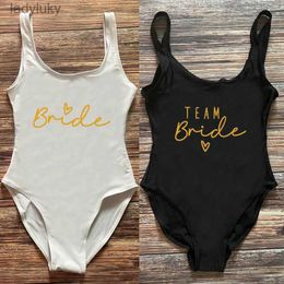 Swim Wear Bachelorette Party Swimsuit Women One Piece TEAM Bride Heart Print Sexy Bodysuit Swimming Bathing Suit Plus Size Beachwear 2022L240115