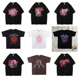 Men T-shirts Pink Young Thug Sp5der 555555 Printed Web Pattern Cotton H2y Style Short Sleeves Top Tees Hip Hop Size S-xl Yg S0RR