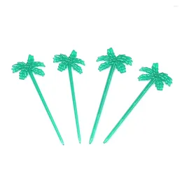 Dinnerware Sets 100pcs Plastic Cake Toppers Palm Tree Fruit Picks Cupcake Decor Party Supplies For Wedding Birthday Festival