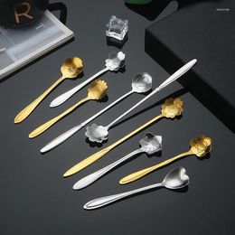 Dinnerware Sets 1 Set Luxury Coffee Spoon Stainless Steel Mini Teaspoons Sugar Dessert Ice Cream Soup Kitchen Tools Gift