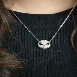 Hanreshe Nightmare before Christmas Skull Necklace Pendant Chain Punk Crystal Jewellery Pumpkin Jack Enamel Black Necklace12439