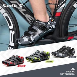 Footwear Santic Professional Road Cycling Shoes Lock Shoes Bicycle Shoes Men Breathable Flat Mountain Bike Shoes Racing Sneakers Mens