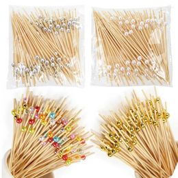 Forks 100pcs Disposable Bamboo Fruit Toothpick Cute Bear Flamingo Buffet Cake Dessert Fork Stick For Wedding Birthday Party Decor