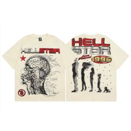 Hellstar Hip Hop Streetwear Men T Shirt Print Washed Short Sleeve Harajuku Tee Graphic high street hip hop Alphabet print oversize tshirt woman Man Tee Clothes tshirt