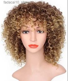 Synthetic Wigs REVIVI Short Afro Kinky Curly Mixed Blonde Brown Women Synthetic Hair Wigs Q240115