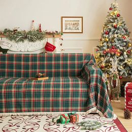 Red Plaid Couch Cover Christmas Decorations Buffalo Cheque Sectional for Dogs Cats Black Grid 3 Seater Cushion Covers 240115