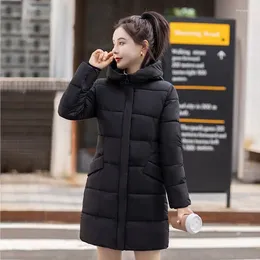 Women's Trench Coats 2024 Women Down Cotton Coat Winter Jacket Mid Length Version Parkas Slim Fit Thick Outwear Hooded Leisure Time Overcoat