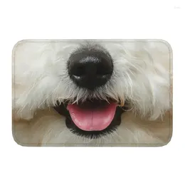 Carpets Custom Kawaii Bichon Frise Puppy Doormat Anti-Slip Welcome Kitchen Door Mat Pet Dog Bedroom Balcony Living Room Carpet Rug