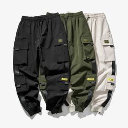 Hip Hop Joggers Cargo Pants Men Harem Pants Multi-Pocket Ribbons Man Sweatpants Streetwear Casual Mens Pants S-5XL 240115