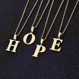 Stainless Steel Necklaces Initial Letter A-Z Pendant Necklace for Women Couple Gold Chain Necklace collier mujer Jewelry G1206325I