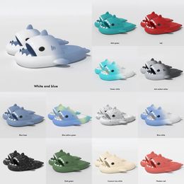 Summer Shark Slippers Mens Fashion Slippers Solid Colour Casual Home Shoes Eva Non-slip Shoes Womens Beach Shark Slides mule