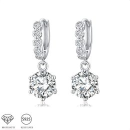 925 Sterling Silver 1-2 Carat Six Prong Earrings Casual Fashion Light Luxury Niche High-end Women Or Girlfriend 240113