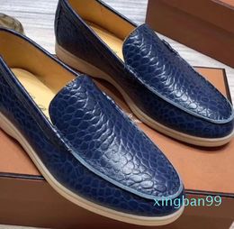 Loro * piana shoes Top-quality leather Walk Genuine crack mens luxury designer leopard print Flats driving dress shoe official big