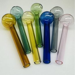 Colourful Glass Oil Burner Pipe hookahs Spoon Pyrex Hay oil bowl Pipes Hand For Smoking Accessories Tobacco Tool SW15