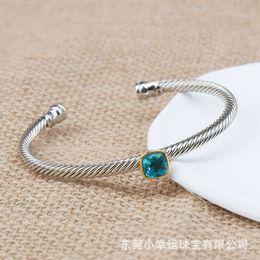 2024 Designer David Yuman Jewelry Bracelet David's 4mm Bracelet Popular Open Twist Cord with Imitation Diamond