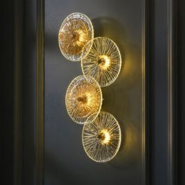 Modern Golden Crystal Wall Lamp Home Decoration Bedroom Living Room Bedside Lotus Leaf Wall Lamp Bathroom Indoor Led Glass Lamps