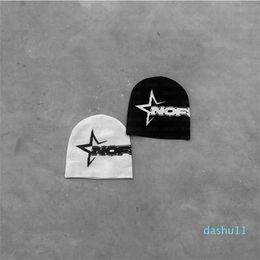 Winter Beanies for Men Women Knitting Y2K Warm Aesthetic Fashion Hundred Take Cold Cap Women Hat Adult Size 3 Color Black White Blue Star Pattern