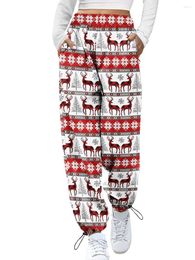 Women's Sleepwear Women S Christmas Ugly Pajamas Pants With Pocket Elk Santa Claus Print Drawstring Trousers Holiday