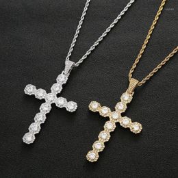 Fashion Popular Hip-hop Micro Inlaid Large Zircon Cross Pendant Necklace Couple Necklace Jewelry1283U