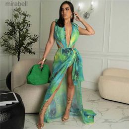 Basic Casual Dresses Leaf Print Two Piece Set Women Party Dress Clubwear Bodysuit Top and Split Maxi Skirt Sets Summer Holiday Beach Birthday Outfits YQ240115