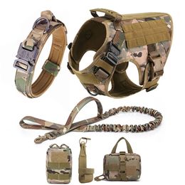 Large Dog Collar Military Dog Harness And Leash Set Pet Training Vest Tactical German Shepherd K9 Harnesses For Small Dogs 240115