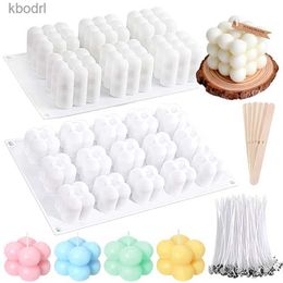 Craft Tools 3D Bubble Cube Candle Silicone Mould Set DIY Flower Cloud Soap Making Epoxy Resin Clay Mould Chocolate Cake Decor Gifts Ornament YQ240115