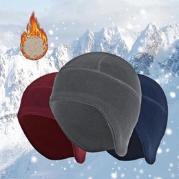 Berets Winter Hat Thermal Running Sports Hats Cycling Beanie Warm Cap Men Polar Fleece Ear Cover Windproof Cold-Proof Elastic
