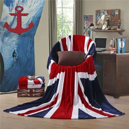 House British Union Jack Fleece Blanket Soft Sherpa Throw Lightweight Cosy Warm for Couch Bed Chair Office Sofa 240115