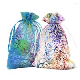 Shopping Bags 50 Pcs Organza Bag 7x9cm 9x12cm 10x15cm Coralline Gift Jewellery Packaging For Party Wedding Favour Drawstring