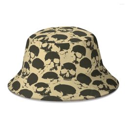 Berets Pattern Human Skulls Vector Bucket Hat For Women Men Students Foldable Bob Fishing Hats Panama Cap Streetwear