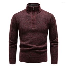 Men's Sweaters Zipper Lapel Knit Sweater 2024 Autumn And Wwinter Cashmere Thick Coat Solid Colour Kknit Cardigan