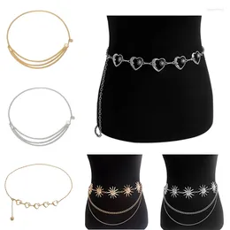 Belts Moon/Sun Waist Chain Belt Bohemia Multilayer Metal Body Belly Women Gold/Silver Plated Summer Jewellery