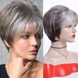 Short Wigs Synthetic Hair American Fashion Fluffy Mixed Colour Wig Personalised Bangs Rose Mesh Daily Use PartyWomen's Head Cover240115