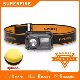 Headlamps SUPERFIRE HL23/S Mini LED COB Headlamp Induction Head USB C Rechargeable Headlight Camping Fishing Outdoor Lighting