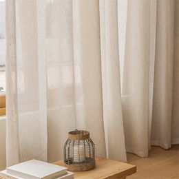 Japanese Linen Sheer Curtain for the Living Room Hall Window Tulle Bedroom Curtain Elegant Ready-made Room Kitchen Cortinas 240113