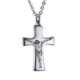 Silver Cross Cremation Keepsake Urn Pendant Necklace for Ash-Funeral Ash Urn Jewelry Memory Locket with Fill Kit258N