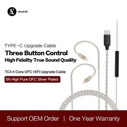 Accessories JCALLY TC4 USB Type C Earphone Cable 4 shares TYPEC oxygenfree copper with Microphone headset upgrade wire MMCX QDC ZSN