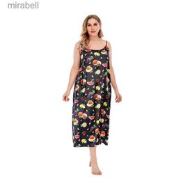 Basic Casual Dresses Plus Size Maxi Dress For Women Sexy Spaghetti Strap Loose Casual Oversize Summer Dresses Elegant Print Black Women Dresses FC243 YQ240115