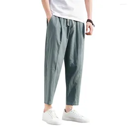 Men's Pants Men Solid Colour Cotton Blended Casual Loose Straight Trousers For Spring Summer Clearance Sale Wholesale Drop