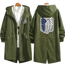 Attack on Titan Eren Levi Wind Trench Long Hoodie Jacket Shingeki No Kyojin Sasha Braus Ymir Armin Cosplay Wings of Liberty Y0903241z